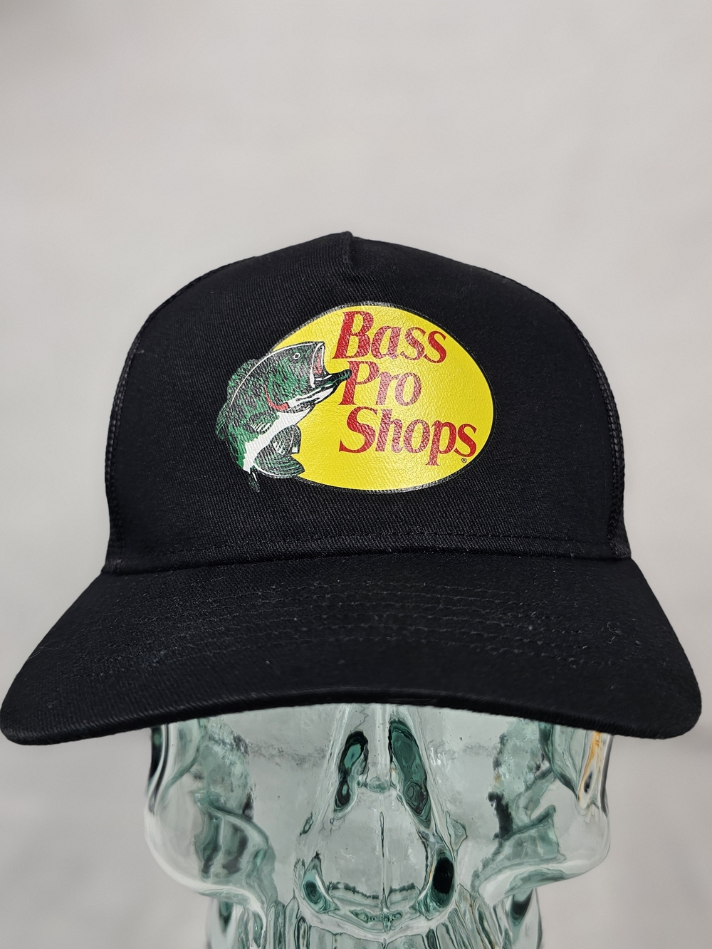 Bass Pro Shops Mesh Adjustable Black Snapback Hat Trucker Youth Unisex